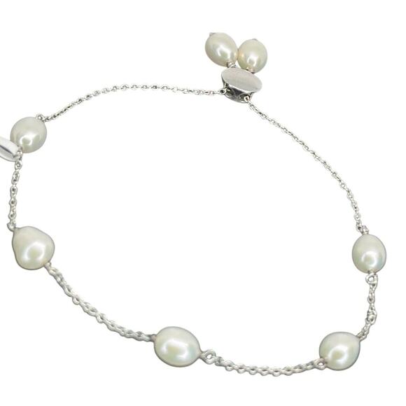 Sterling Silver Pearl(6mm) Bolo Bracelet Luxury Trendy Stunning Fashion Chic NEW - Picture 5 of 13